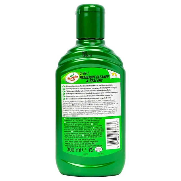 Полироль-реставратор для полировки фар Turtle Wax Headlight Cleaner & Sealant 300 мл (53182) - изображение 2