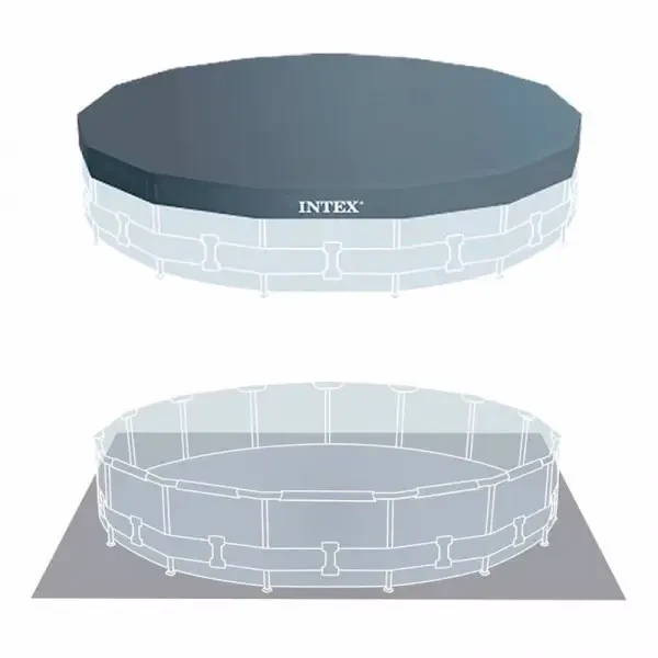 Каркасный круглый бассейн 457x107 см Intex 26724 с полной комплектацией на 14614 л Серый - Фото 5 Каркасный круглый бассейн 457x107 см Intex 26724 с полной комплектацией на 14614 л Серый - изображение 5