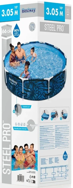 Каркасный круглый бассейн Bestway Steel Pro Frame Pool 56985 Африка 305х66 см на 4062 л Синий - изображение 7