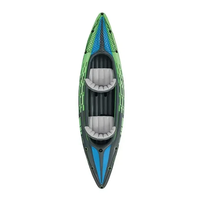 Двухместная надувная лодка-байдарка Challenger K2 Kayak 68306 Intex с веслами и насосом 351 x 76 x 38 см Зеленый - изображение 2