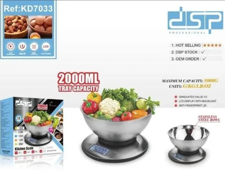 Весы кухонные с металлической чашей DSP KD-7033 электронные до 5 кг Серый - Фото 4 Весы кухонные с металлической чашей DSP KD-7033 электронные до 5 кг Серый - изображение 4