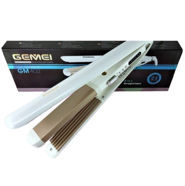 Утюжок выпрямитель для волос с гофре 2в1 Gemei GM-402 Pro Белый - изображение 6