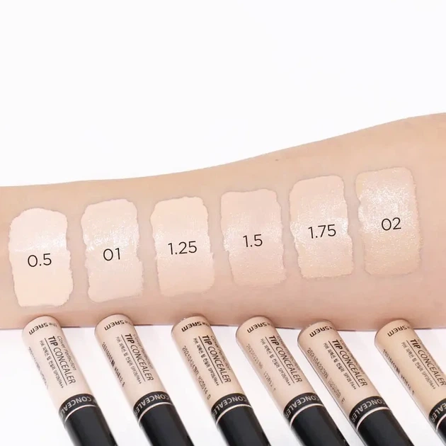Консилер со светоотражающими частицами The Saem Cover Perfection Tip Concealer 7мл 1.75 Middle Beige - изображение 3