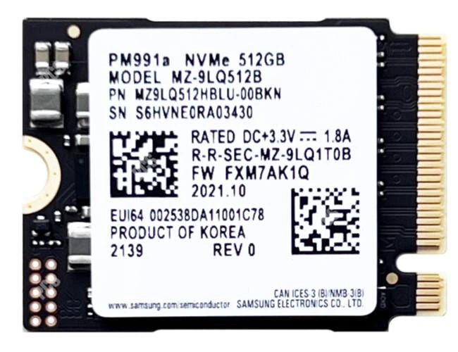 SSD Samsung PM991a 512Gb M.2 2230 PCIE Gen3 x4 NVMe (MZ9LQ512HBLU