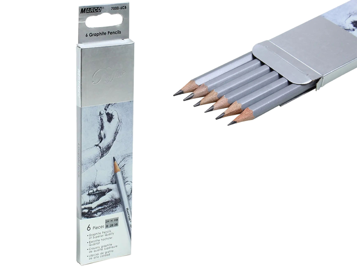 Photos - Pencil Marco Чорнографітні олівці набору  картонний пенал 6 шт. HB-8B  (7000-6CB)