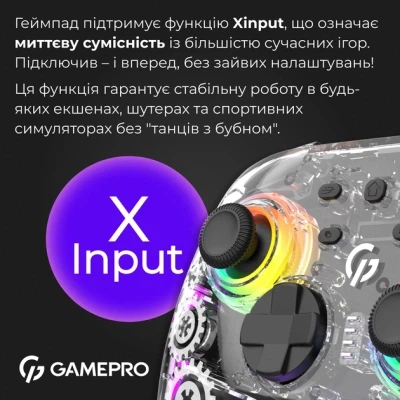 Геймпад GamePro GPX13T 2.4G/BT 5.1/USB/PC/iOS/Android RGB Transparent (GPX13T) - изображение 6