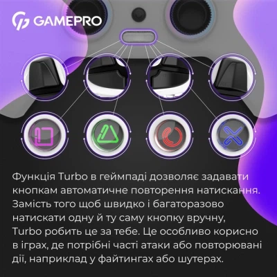 Геймпад GamePro GPS13W BT 5.3/USB/PC/iOS/Android/PS3/PS4 RGB White (GPS13W) - Фото 5 Геймпад GamePro GPS13W BT 5.3/USB/PC/iOS/Android/PS3/PS4 RGB White (GPS13W) - зображення 5
