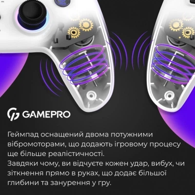 Геймпад GamePro GPS13W BT 5.3/USB/PC/iOS/Android/PS3/PS4 RGB White (GPS13W) - Фото 7 Геймпад GamePro GPS13W BT 5.3/USB/PC/iOS/Android/PS3/PS4 RGB White (GPS13W) - зображення 7
