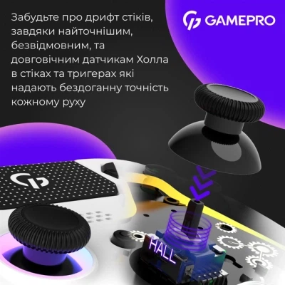 Геймпад GamePro GPS13W BT 5.3/USB/PC/iOS/Android/PS3/PS4 RGB White (GPS13W) - Фото 10 Геймпад GamePro GPS13W BT 5.3/USB/PC/iOS/Android/PS3/PS4 RGB White (GPS13W) - зображення 10