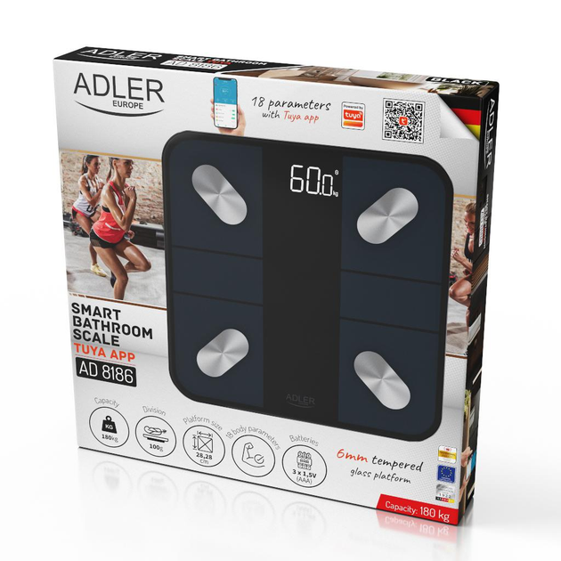 Весы напольные аналитические Adler AD 8186 Black - Smart - приложение Tuya - изображение 13