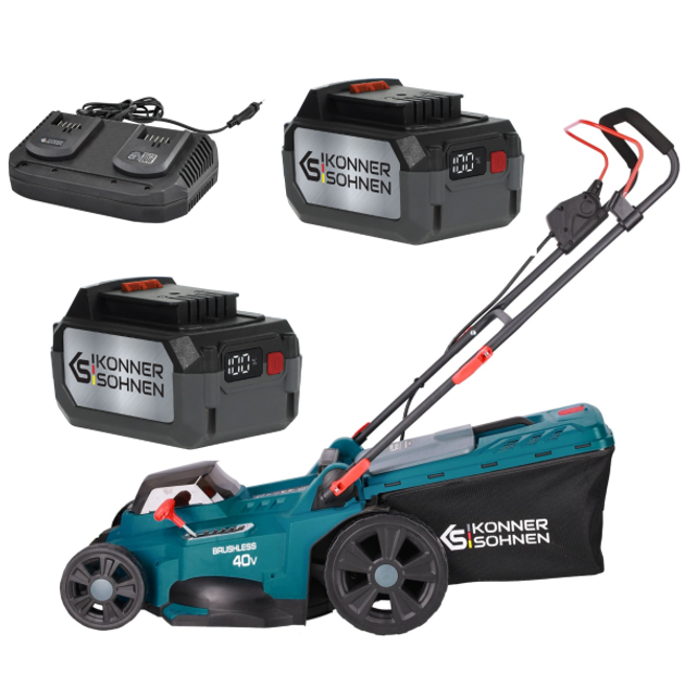 Газонокосарка акумуляторна Konner&Sohnen KS 43LM-40V set (40 В, 2×4 А•год, 2×3.5 А, 430 м) - изображение 1