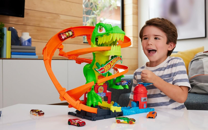 Автомобільний трек Mattel Hot Wheels Monster City T-Rex Blaze Battle JBM73 (0194735264186) - зображення 10