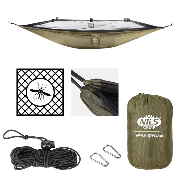 Hamak z moskitierą Nils CAMP zielony NC3116 (5907695508857) - obraz 3