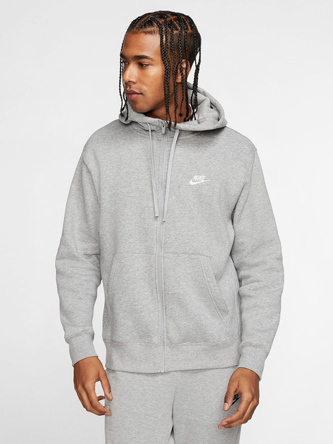 Bluza męska rozpinana streetwear z kapturem polarowa Nike M Nsw Club Hoodie Fz Bb BV2645-063 2XL Szara (193147702606) - obraz 1