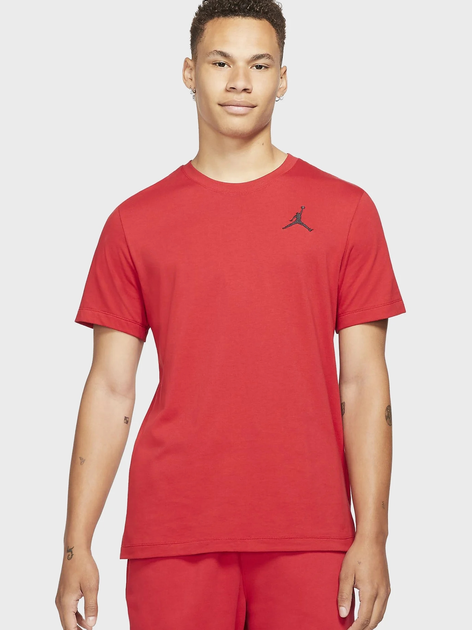 Футболка хлопковая длинная мужская Jordan M J Jumpman Emb Ss Crew DC7485-687 S Червона (195238739522) - зображення 1