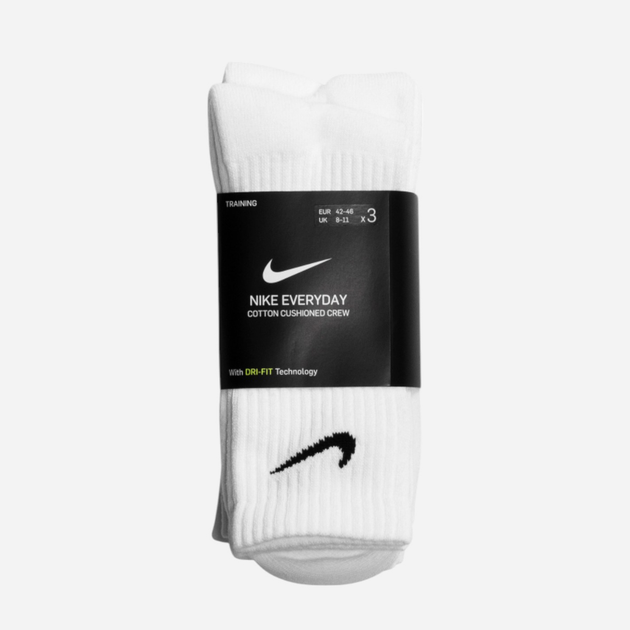 Набір чоловічих шкарпеток 3 пари Nike U Nk Everyday Csh Crw 3Pr 132 SX7664-100 46-50 (XL) Білий (888407233890) - зображення 3