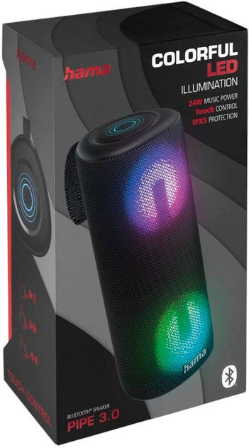Przenośny głośnik Hama Bluetooth Pipe 3.0 Black (4047443498373) - obraz 9