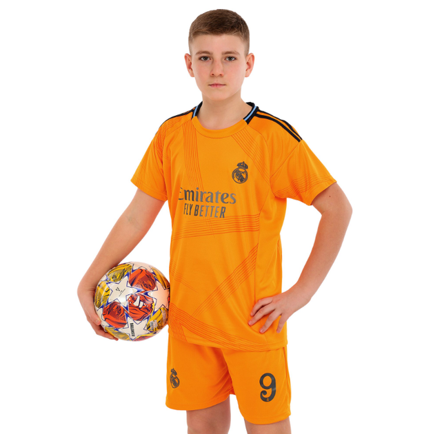 Форма футбольна дитяча з символікою футбольного клуба REAL MADRID MBAPPE 9 гостьова 2025 SP-Sport CO-4638 (розмір 20 (115-125 см), помаранчевий) - Фото 7 Форма футбольна дитяча з символікою футбольного клуба REAL MADRID MBAPPE 9 гостьова 2025 SP-Sport CO-4638 (розмір 20 (115-125 см), помаранчевий) - изображение 7