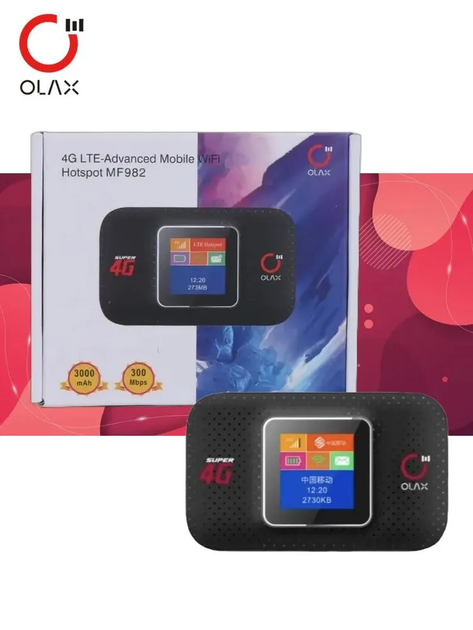 Портативный роутер Olax MF982 WI-FI 3G 4G LTE с аккумулятором 3000mAh. Для всех операторов (12226671) - Фото 5 Портативный роутер Olax MF982 WI-FI 3G 4G LTE с аккумулятором 3000mAh. Для всех операторов (12226671) - изображение 5