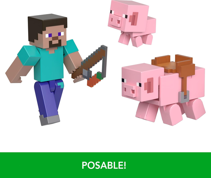 Фігурки Mattel Minecraft Deluxe Steve & Pigs HTL88 (0194735193820) - зображення 5