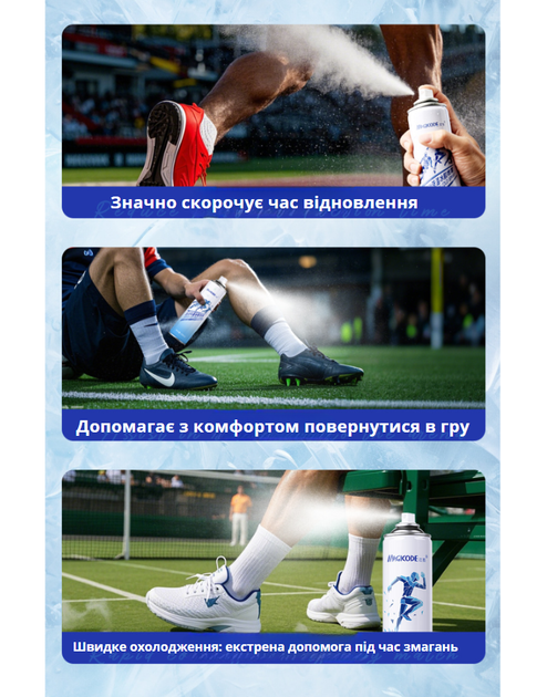 Спрей-заморожування Magicode Sports Ice Cold 500 мл для швидкого охолодження та знеболення - зображення 3