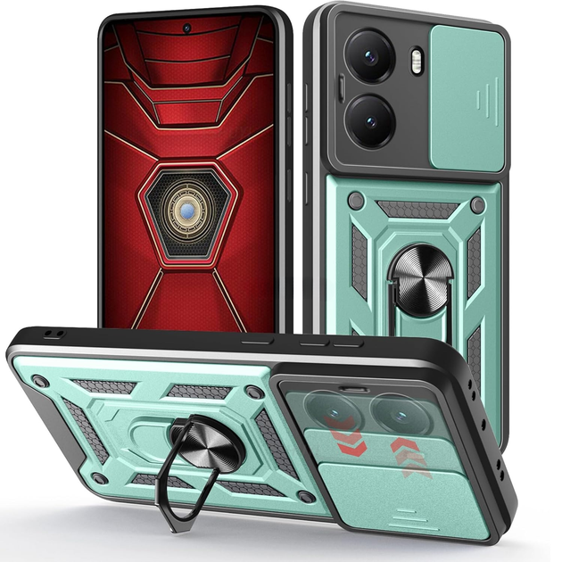 Чохол Fiji Camera Defence для Poco X7 Pro бампер із захистом камери та підставкою Green - Фото 1 Чохол Fiji Camera Defence для Poco X7 Pro бампер із захистом камери та підставкою Green - зображення 1