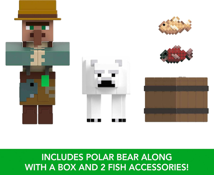 Фігурки Mattel Minecraft Deluxe Fisherman & Polar Bear JCN49 (0194735273423) - зображення 8