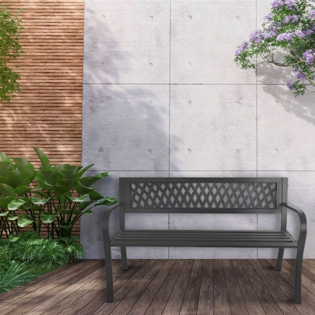 Садова ажурна лавка ModernHome by Multistore зі спинкою Grey (5904265080485)   - зображення 9
