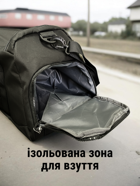 Спортивна сумка для тренувань залу спорту фітнесу дорожня велика тренажерного спортзалу боксу форми одягу в дорогу водонепроникна чоловіча жіноча через плече з відділенням для взуття підлтіка йоги фізкультури подорожі містка чорна HechPro ТБ050 - зображення 2