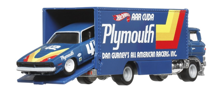 Pojazd Mattel Hot Wheels Premium Car Culture Team Transport '70 Plymouth AAR Cuda & Sakura Sprinter #63 1:64 HRV38 (0194735186266) - obraz 4