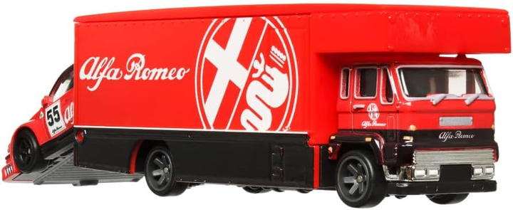 Машинка Mattel Hot Wheels Premium Car Culture Team Transport Alfa Romeo 155 V6 Ti & Fleet Flyer #53 1:64 HKF42 (0194735102273) - зображення 3