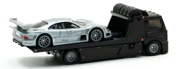 Pojazd Mattel Hot Wheels Premium Car Culture Team Transport 1997 Mercedes-Benz CLK-GTR & Fleet Street #59 1:64 HKF46 (0194735102228) - obraz 3