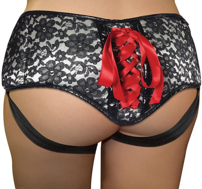Трусы для страпона Plus Size Grey & Black Lace Corsette Strap-On (17836000000000000) - изображение 5