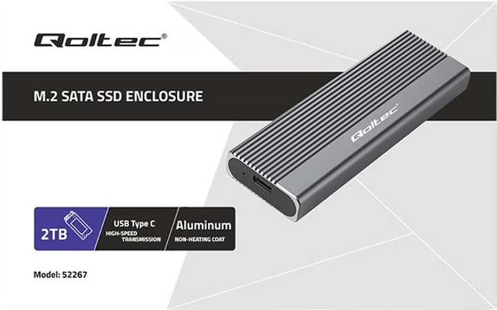 Зовнішня кишеня Qoltec M.2 SATA NGFF USB-C Super Speed 5Gb/s 2TB Gray (5901878522678) - зображення 5
