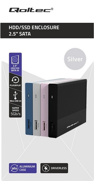 Зовнішня кишеня Qoltec SATA 2.5" USB 3.0 Super Speed 5Gb/s 2TB Gray (5901878522784) - зображення 4