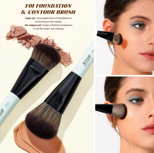 Zestaw dwustronnych pędzli do makijażu Jessup Ultimate Travel Makeup Tool T510 Pędzli 3 szt + Gąbeczki do makijażu 2 szt (6976074375105) - obraz 6