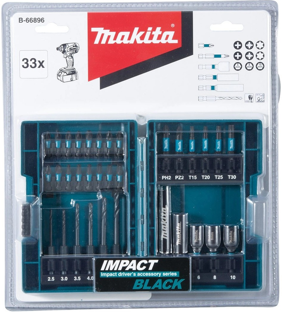 Zestaw wiertel i bitow udarowych Makita Impact Black 33 szt (B-66896) - obraz 3