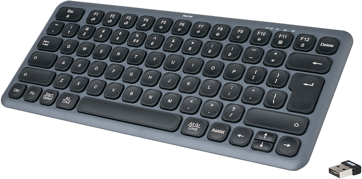 Клавіатура бездротова Hama Multi-Device WK-500 Wireless/Bluetooth Black-Grey (4047443524287) - зображення 3