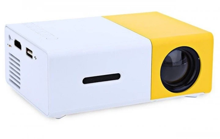 Мультимедийный портативный проектор YG300 с динамиком White/Yellow с пультом - изображение 2