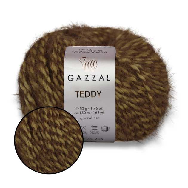 Пряжа Gazzal Teddy, Коричневий №6541 напівшерсть пряжа для в