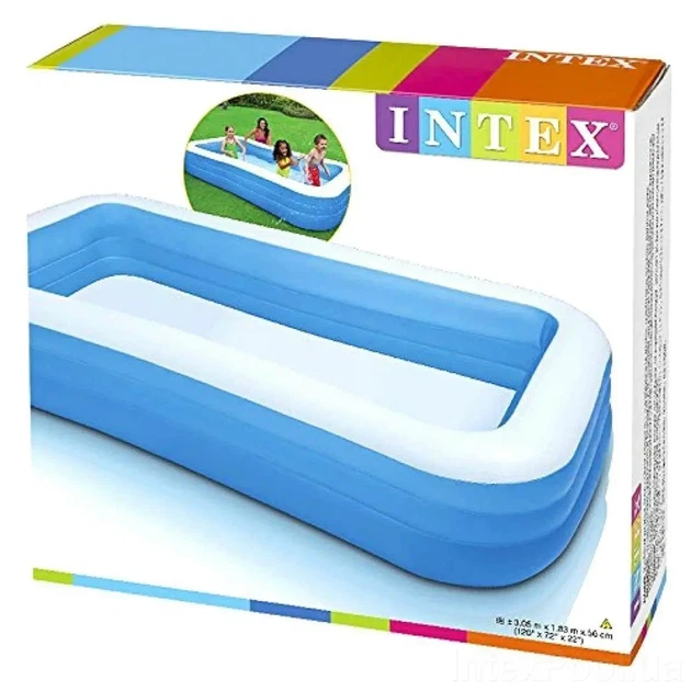 Детский надувной прямоугольный бассейн Intex 58484 с прозрачными сторонами 305х183х56 см на 1050 л Голубой - изображение 8