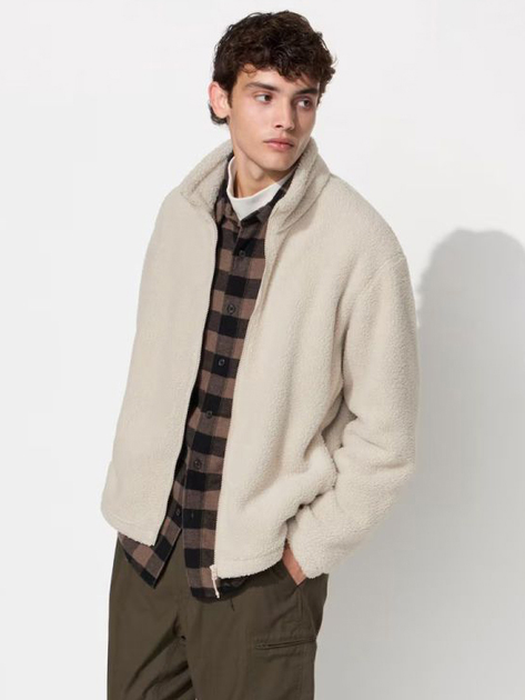 Куртка Шерпа демисезонная мужская Uniqlo 687606561 2XL Бежевая (1159827243) 