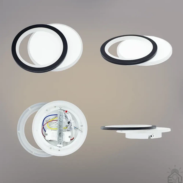 LED бра VIVA 25W 2R бело-черное Esllse ON/OFF WHITE/BLACK 220V настенный светильник "два круга" 250×200×40мм - изображение 5