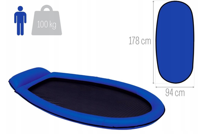 Materac plażowy Intex z siateczką do pływania chłodzący 58836 178 x 94 cm Niebieski (6941057402369) - obraz 3