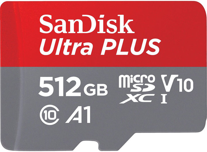 Карта памяти SanDisk Ultra PLUS microSDXC 512GB V10 UHS-I + SD Adapter (0619659200749) - изображение 1