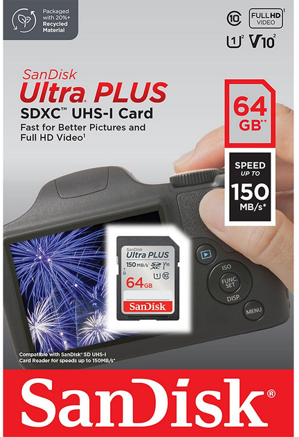 Карта памяти SanDisk Ultra PLUS SDXC 64GB V10 UHS-I (0619659201128) - изображение 4