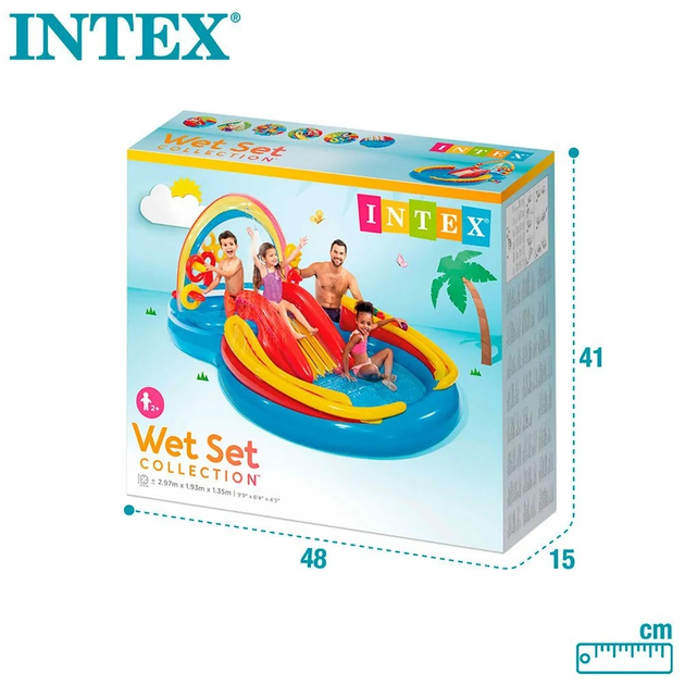 Водяний надувний ігровий центр Intex Веселка з надувною гіркою 57453 297 x 193 x 135 см (6941057402499) - зображення 10