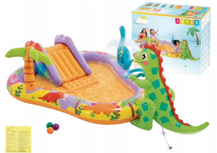 Wodny plac zabaw Intex Dino Park z dmuchaną zjeżdżalnią 56139 201 x 157 x 69 cm (6941057428628) - obraz 11