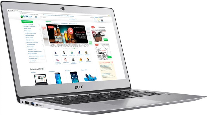Ноутбук Acer Swift 3 SF314-51-34TX (NX.GKBEU.052) Sparkly Silver - Фото 3 Ноутбук Acer Swift 3 SF314-51-34TX (NX.GKBEU.052) Sparkly Silver - изображение 3