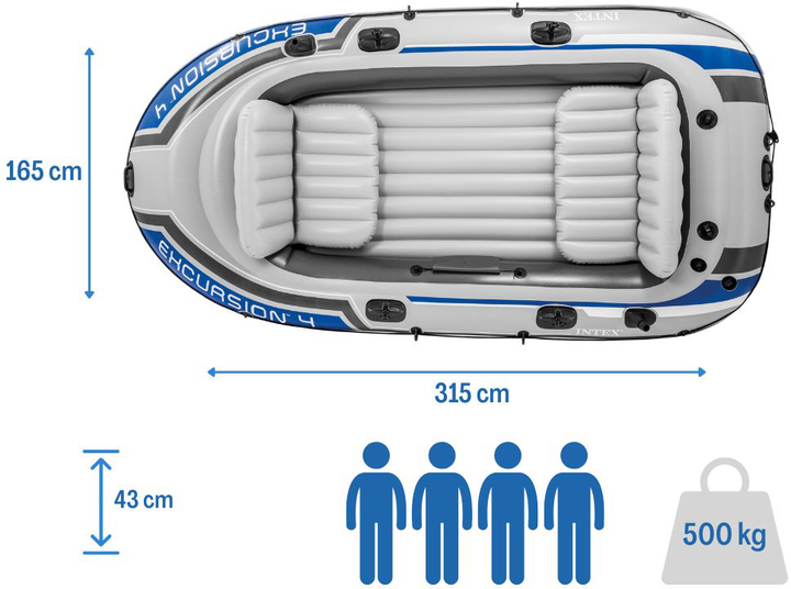 Ponton dmuchany Intex Excursion 4 68324 Szary (6941057463247) - obraz 10